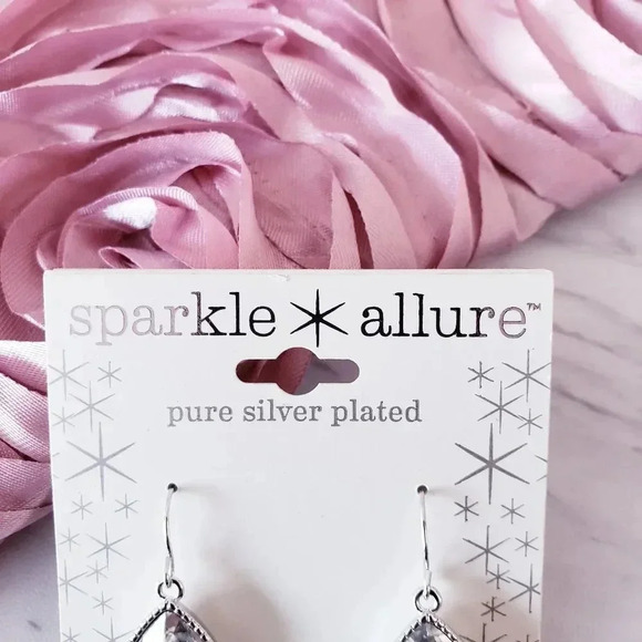 Pure Silver Plated Cristal Drop Earrings Sparkle Allure Tear Drop Style - Picture 3 of 7